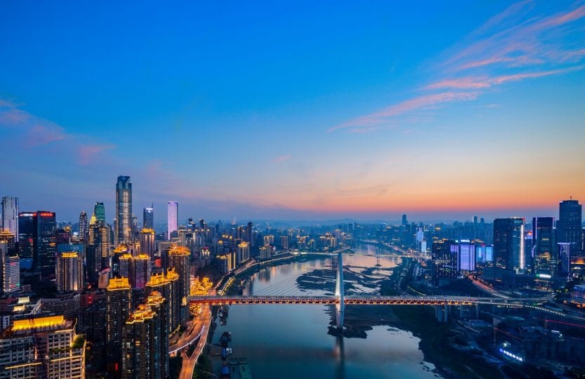 Chongqing skyline at dusk,China